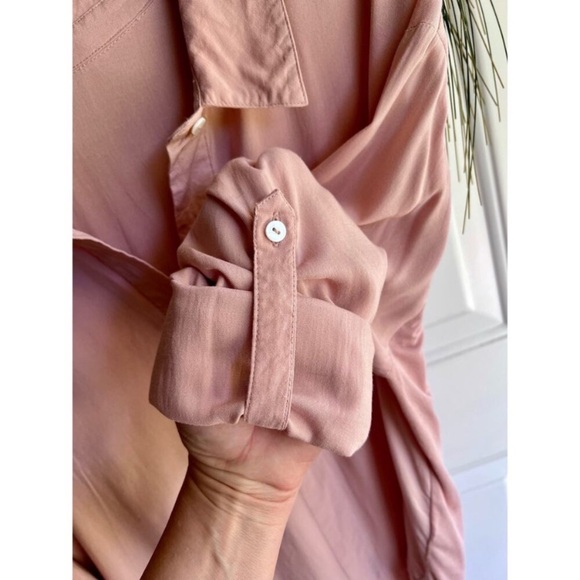 A New Day Hi-low Pink/Blush/Mauve Long Sleeve Button Up Blouse/Top/Shirt Size L - Picture 8 of 16